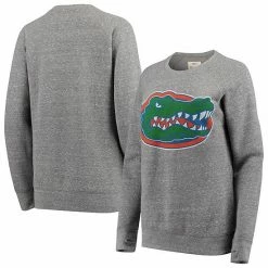 Best deal 🔔 Unbranded 👩 Women's Pressbox Heathered Gray Florida Gators Big Team Logo Knobi Fleece Tri-Blend Crew Neck Sweatshirt 👍