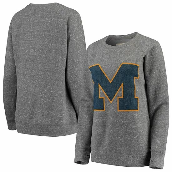 Best deal ๐ Unbranded ๐ฉ Women's Pressbox Heathered Gray Michigan Wolverines Big Team Logo Knobi Fleece Tri-Blend Crew Neck Sweatshirt ๐