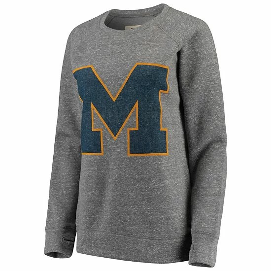 Best deal ๐ Unbranded ๐ฉ Women's Pressbox Heathered Gray Michigan Wolverines Big Team Logo Knobi Fleece Tri-Blend Crew Neck Sweatshirt ๐ - Image 3