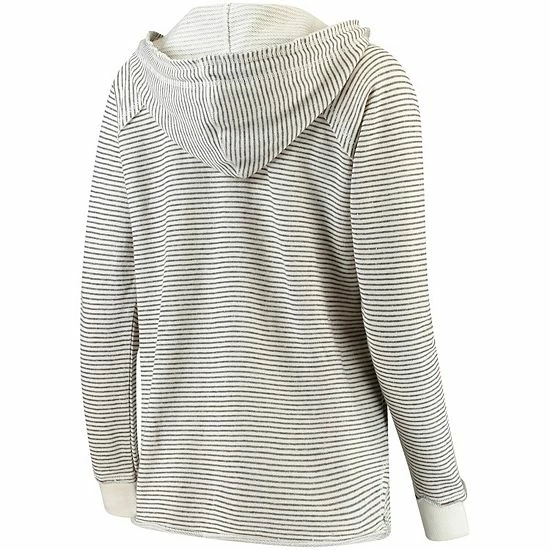 Wholesale 😉 Unbranded 👩 Women's Blue 84 Cream Florida State Seminoles Striped French Terry V-Neck Pullover Hoodie 🤩 - Image 4