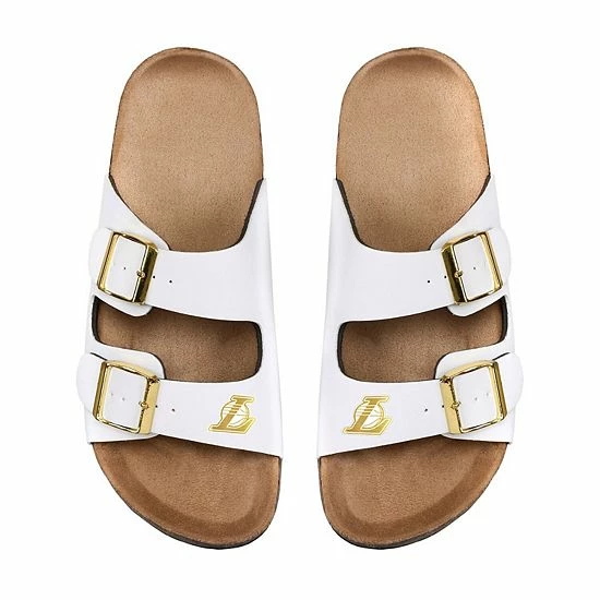 Promo ✨ Unbranded 👩 Women's FOCO Los Angeles Lakers Double-Buckle 🩴 Sandals ✔️