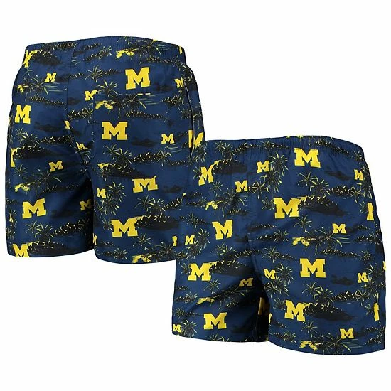 Cheapest 🔔 Unbranded Men's FOCO Navy Michigan Wolverines Island Palm Swim Trunks ❤️ - Image 2