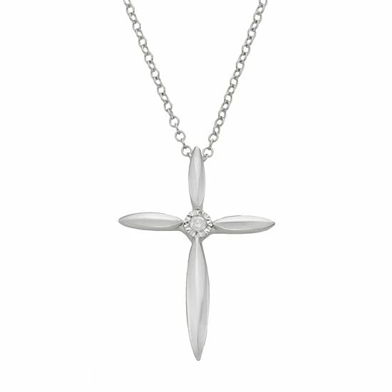 Brand new ⭐ Unbranded Sterling Silver Diamond Accent Cross Pendant ✨