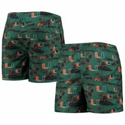 Cheapest 🥰 Unbranded Men's FOCO Green Miami Hurricanes Island Palm Swim Trunks 👏