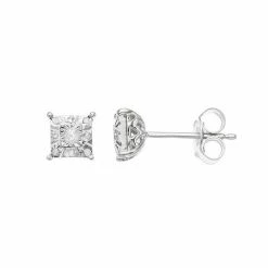 Deals 🎉 Unbranded 1/10 Carat T.W. Diamond Composite Square Stud Earrings Silver Tone 🥰