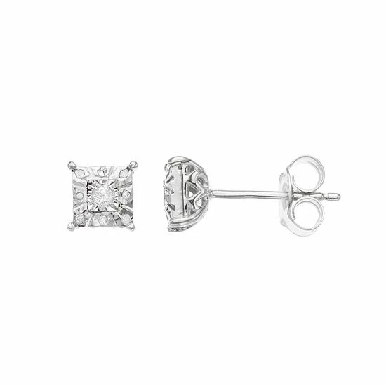 Deals ๐ Unbranded 1/10 Carat T.W. Diamond Composite Square Stud Earrings Silver Tone ๐ฅฐ