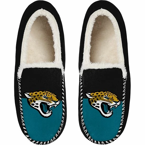 Discount 😀 Unbranded Men's FOCO Jacksonville Jaguars Colorblock Moccasin Slippers 😉