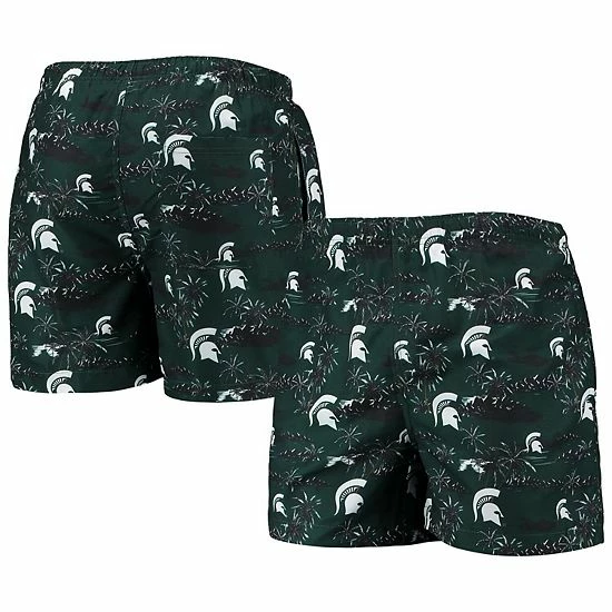 Budget 💯 Unbranded Men's FOCO Green Michigan State Spartans Island Palm Swim Trunks 👍 - Image 2