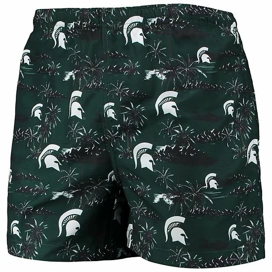 Budget 💯 Unbranded Men's FOCO Green Michigan State Spartans Island Palm Swim Trunks 👍 - Image 3
