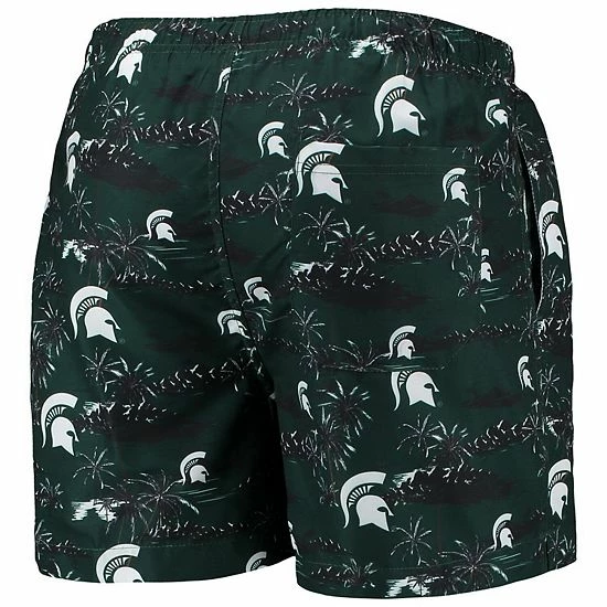 Budget 💯 Unbranded Men's FOCO Green Michigan State Spartans Island Palm Swim Trunks 👍 - Image 4