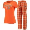 Coupon ⌛ Unbranded 👩 Women's Concepts Sport Orange/White Miami Hurricanes Lodge T-Shirt & Flannel Pants Sleep Set 😍