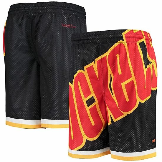 Deals ๐ฏ Unbranded Youth Black Houston Rockets Hardwood Classics Throwback Big Face Mesh Shorts ๐