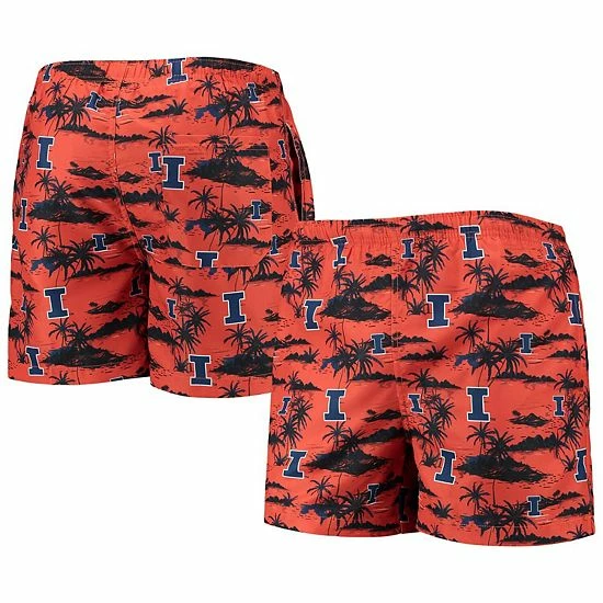 Wholesale 😍 Unbranded Men's FOCO Orange Illinois Fighting Illini Island Palm Swim Trunks 😉
