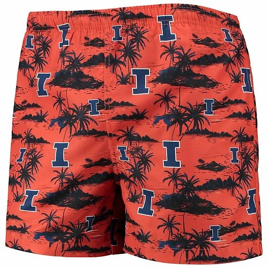 Wholesale 😍 Unbranded Men's FOCO Orange Illinois Fighting Illini Island Palm Swim Trunks 😉 - Image 3