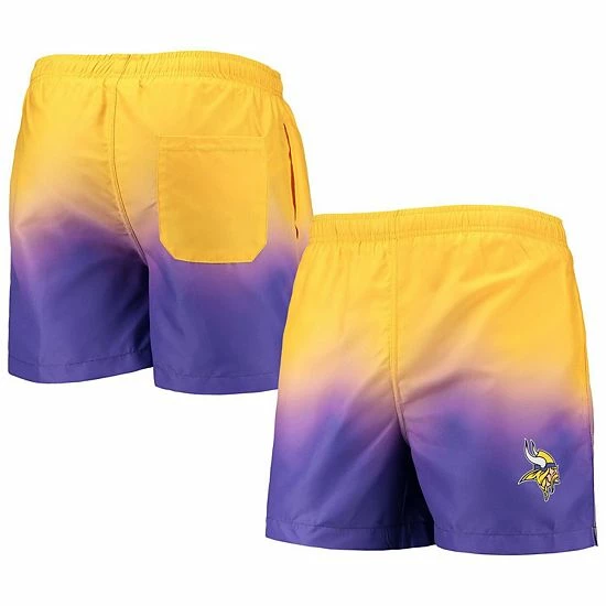Brand new ๐ Unbranded Men's FOCO Gold/Purple Minnesota Vikings Dip-Dye Swim Shorts โญ - Image 2