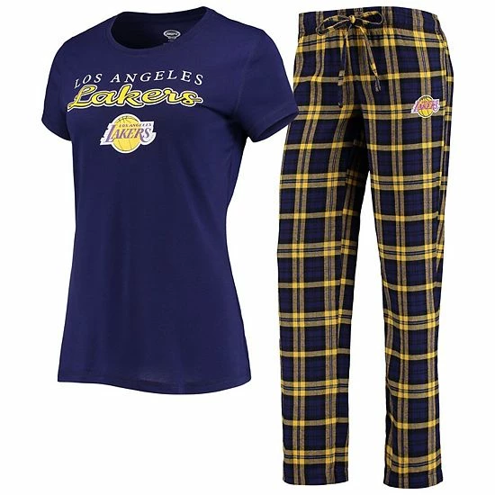 Promo ๐ Unbranded ๐ฉ Women's Concepts Sport Purple/Gold Los Angeles Lakers Lodge T-Shirt And Pants Sleep Set ๐งจ