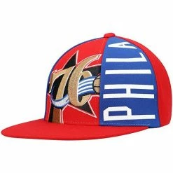 Cheap 🔔 Unbranded Men's Mitchell & Ness Red Philadelphia 76ers Hardwood Classics Big Face Callout Snapback Hat 🔔