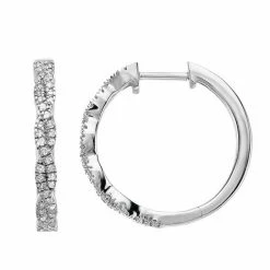 Cheap 🥰 Unbranded Sterling Silver 1/4 Carat T.W. Diamond Swirl Hoop Earrings 😀