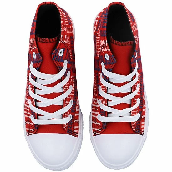 Flash Sale 👏 Unbranded Youth FOCO Red Philadelphia Phillies Repeat Wordmark High Top Canvas Allover 👟 Sneakers 👍 - Image 3