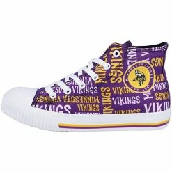 Best deal 🥰 Unbranded Youth FOCO Purple Minnesota Vikings Repeat Wordmark High Top Canvas Allover 👟 Sneakers ❤️