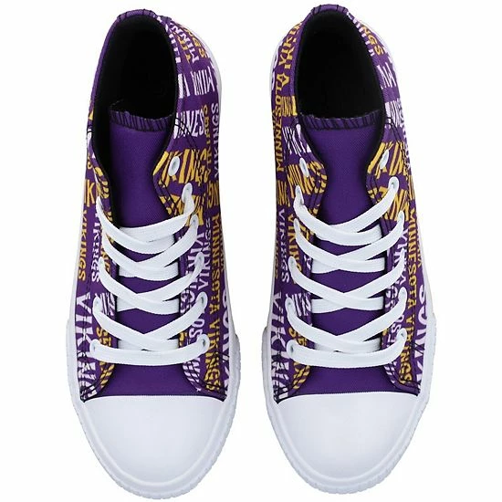 Best deal 🥰 Unbranded Youth FOCO Purple Minnesota Vikings Repeat Wordmark High Top Canvas Allover 👟 Sneakers ❤️ - Image 3