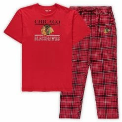 Best Pirce 🎉 Unbranded Men's Concepts Sport Red Chicago Blackhawks Big & Tall Lodge T-Shirt & Pants Sleep Set 👍
