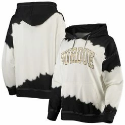 Hot Sale 🎉 Unbranded 👩 Women's Gameday Couture White/Black Purdue Boilermakers For The Fun Double Dip-Dyed Pullover Hoodie ⭐