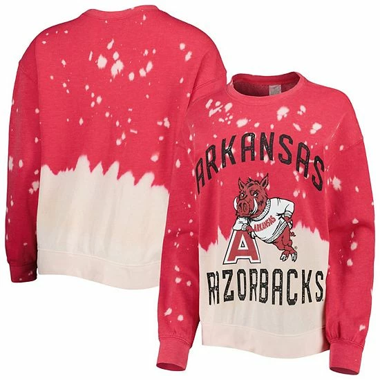 Discount ๐คฉ Unbranded ๐ฉ Women's Gameday Couture Cardinal Arkansas Razorbacks Twice As Nice Faded Dip-Dye Pullover Sweatshirt ๐