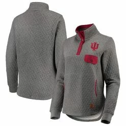 Top 10 ⭐ Unbranded 👩 Women's Pressbox Heathered Gray/Crimson Indiana Hoosiers Magnum Quilted Quarter-Snap Pullover Jacket 😀