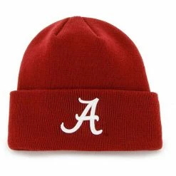 Outlet ⭐ Unbranded Men's '47 Crimson Alabama Crimson Tide Raised Cuffed Knit Hat 🛒
