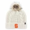 Best Sale 👍 Unbranded 👩 Women's '47 White Syracuse Orange Meeko Cuffed Knit Hat With Pom ⌛