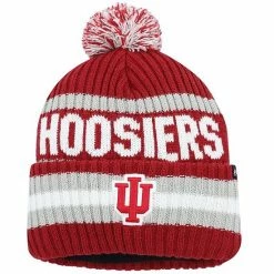 Best Sale ❤️ Unbranded Men's '47 Crimson Indiana Hoosiers Bering Cuffed Knit Hat With Pom 👏