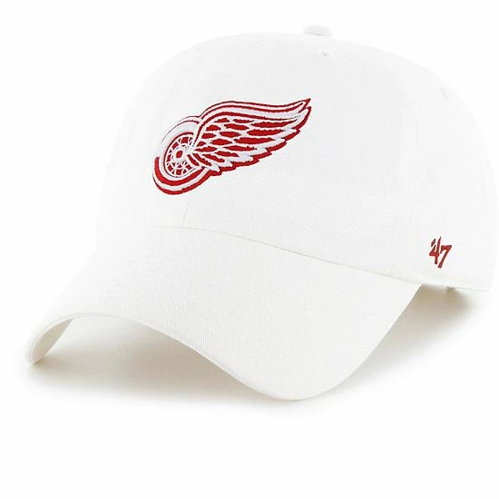 New ๐งจ Unbranded Men's '47 White Detroit Red Wings Team Clean Up Adjustable Hat ๐ - Image 2