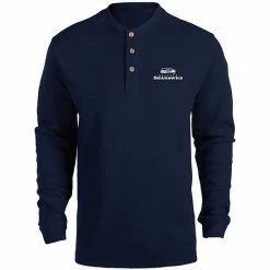 Buy 🧨 Unbranded Men's Dunbrooke Navy Seattle Seahawks Logo Maverick Thermal Henley Long Sleeve T-Shirt 🔥