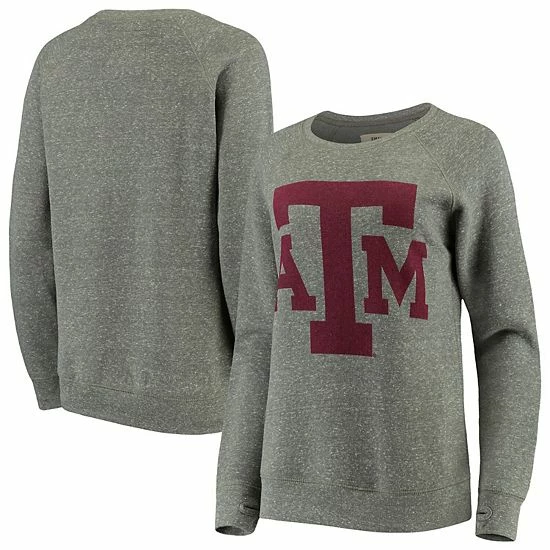 Promo ❤️ Unbranded 👩 Women's Pressbox Heathered Gray Texas A&M Aggies Big Team Logo Knobi Fleece Tri-Blend Crew Neck Sweatshirt 🎉