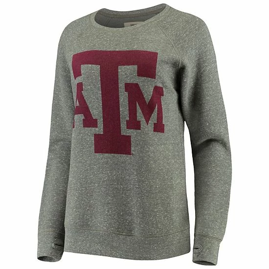 Promo ❤️ Unbranded 👩 Women's Pressbox Heathered Gray Texas A&M Aggies Big Team Logo Knobi Fleece Tri-Blend Crew Neck Sweatshirt 🎉 - Image 3