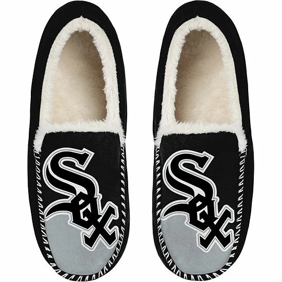 Best Pirce 😀 Unbranded Men's FOCO Chicago White Sox Colorblock Moccasin Slippers 🌟