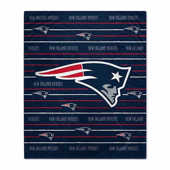 Budget ๐ Unbranded New England Patriots 60'' X 80'' Logo Stripe Flannel Fleece Blanket ๐