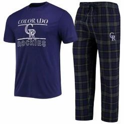 Best Pirce 😀 Unbranded Men's Concepts Sport Purple/Black Colorado Rockies Lodge T-Shirt & Pants Sleep Set 🎉