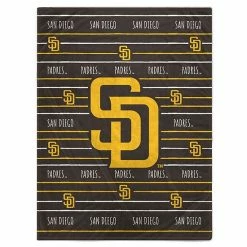 Discount ✔️ Unbranded San Diego Padres 60'' X 80'' Logo Stripe Flannel Fleece Blanket ⌛