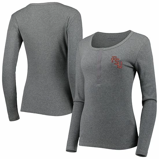 Cheapest โ๏ธ Unbranded ๐ฉ Women's Gray Florida State Seminoles Harper Henley Long Sleeve T-Shirt ๐