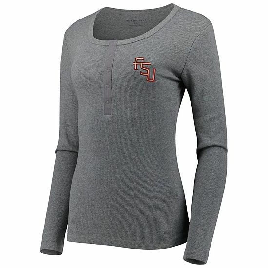 Cheapest โ๏ธ Unbranded ๐ฉ Women's Gray Florida State Seminoles Harper Henley Long Sleeve T-Shirt ๐ - Image 3