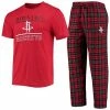 Hot Sale 🔔 Unbranded Men's Concepts Sport Red/Black Houston Rockets Lodge T-Shirt & Pants Set 🥰