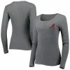 Hot Sale 🥰 Unbranded 👩 Women's Gray Alabama Crimson Tide Harper Henley Long Sleeve T-Shirt 🛒