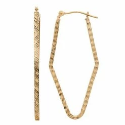 Best Pirce ❤️ Unbranded 14k Gold Textured Diamond-Cut Hoop Earrings 😉