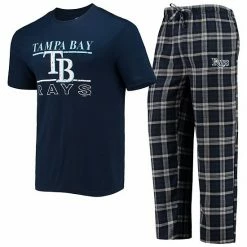 Outlet 🎉 Unbranded Men's Concepts Sport Navy/Gray Tampa Bay Rays Lodge T-Shirt & Pants Sleep Set 👍
