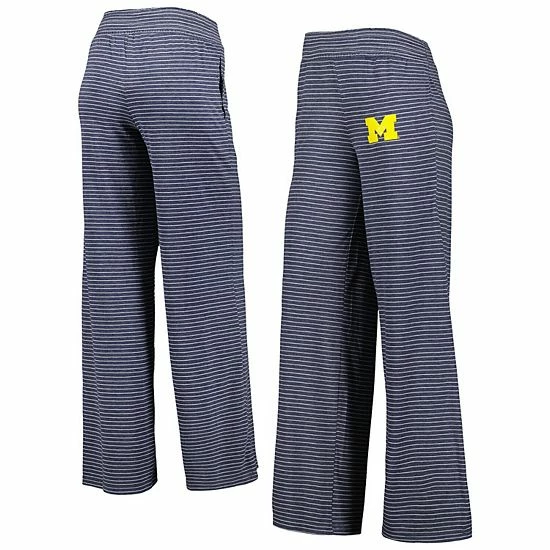 Deals ❤️ Unbranded 👩 Women's Navy Michigan Wolverines Evelyn Striped Wide Leg Tri-Blend Lounge Pants 😉 - Image 2