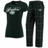 Hot Sale 💯 Unbranded 👩 Women's Concepts Sport Green/Black New York Jets Logo T-Shirt & Pants Set 🛒