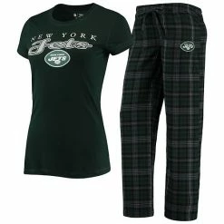 Hot Sale 💯 Unbranded 👩 Women's Concepts Sport Green/Black New York Jets Logo T-Shirt & Pants Set 🛒