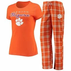 Best deal 👍 Unbranded 👩 Women's Concepts Sport Orange/White Clemson Tigers Lodge T-Shirt & Flannel Pants Sleep Set 👍